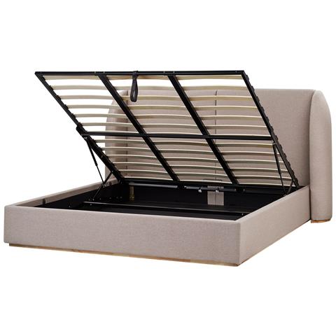 Letto Contenitore Tessuto Monestier 180 X 200 Cm Tortora - Foto 2