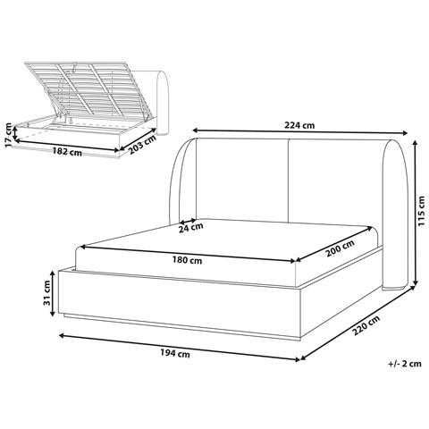 Letto Contenitore Tessuto Monestier 180 X 200 Cm Tortora - Foto 8