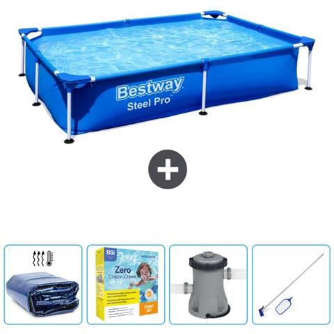 Piscina Fuori Terra - Rettangolo - 221x150x43 Cm - Blu - Include Accessori Coordinati Cb10 - Foto 1