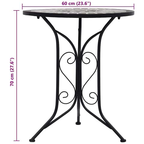 Tavolino Da Bistrot Con Mosaico Grigio 60 Cm In Ceramica - Foto 7