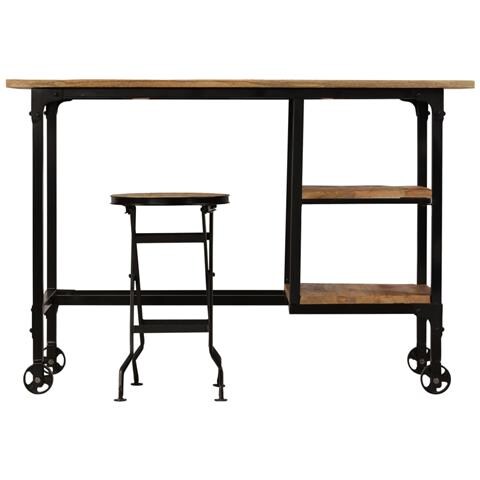 Lusso Casadino -  Scrivania Con Sgabello Pieghevole In Legno Di Mango 115x50x76cm - Foto 1