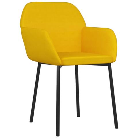 Sedie Da Pranzo 2 Pz Gialle In Velluto - Foto 2