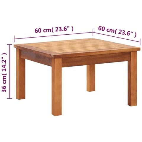 Tavolino Da Caffè Per Giardino 60x60x36 Cm Legno Di Acacia - Foto 6
