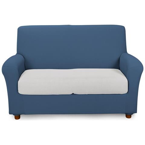 Copridivano Elasticizzato Melange In Cotone Colore Blu Misura 3 Posti - Foto 2