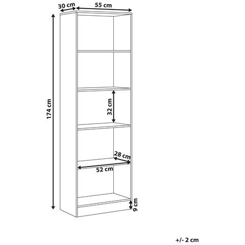 Libreria A 5 Ripiani Winnipeg 174 Cm Bianco - Foto 7