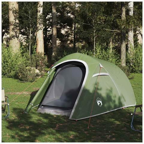 Tenda da Campeggio a Tunnel per 3 Persone Verde Impermeabile - Foto 2