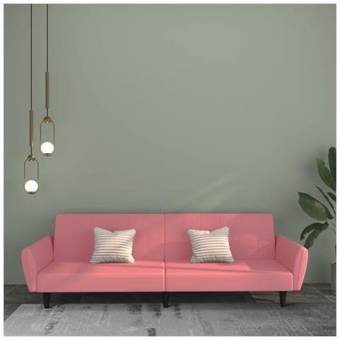 Divano Letto a 2 Posti Rosa in Velluto - Foto 2