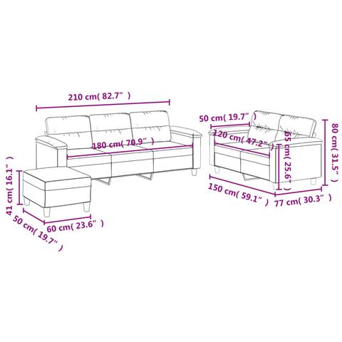 Set Divani 3 pz con Cuscini Grigio Chiaro in Tessuto Microfibra - Foto 9