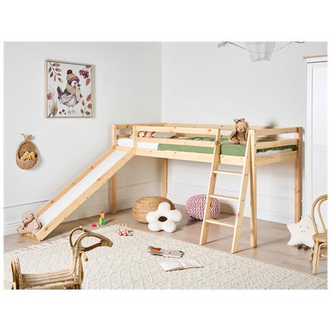 Letto A Mezza Altezza Legno Di Pino Staple 90 X 200 Cm Con Scivolo Marrone Chiaro - Foto 1