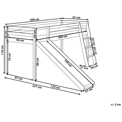 Letto A Mezza Altezza Legno Di Pino Staple 90 X 200 Cm Con Scivolo Marrone Chiaro - Foto 8