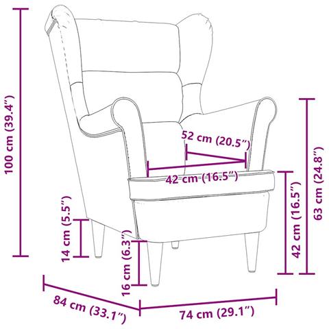 Poltrona Bianca 74x84x100 cm Lino - Foto 9