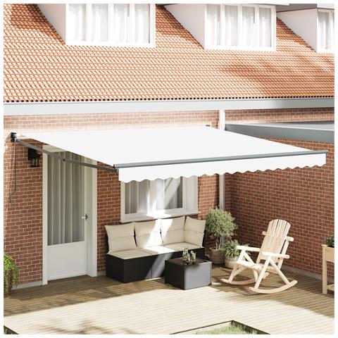 Tenda Retrattile Manuale Bianca 400x300 cm, Tessuto di Ricambio per Tenda  da 4x3 m Bianca - Foto 2