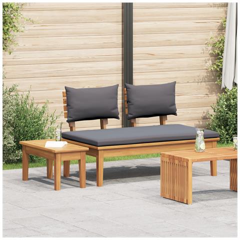 Set Panchina da Giardino a 2 Pezzi in Legno Massello di Teak - Foto 2