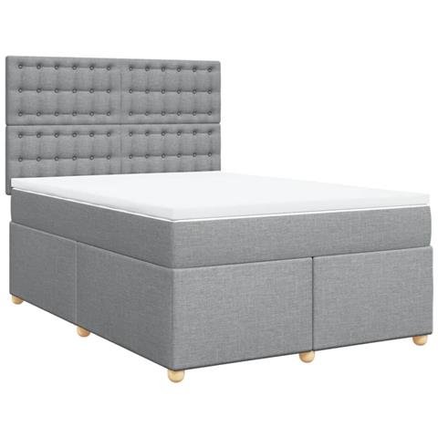 Giroletto a Molle con Materasso Grigio Chiaro 140x190cm Tessuto - Foto 1