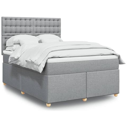 Giroletto a Molle con Materasso Grigio Chiaro 140x190cm Tessuto - Foto 2