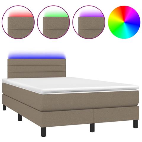 Letto a Molle con Materasso e LED Tortora 120x190 cm in Tessuto - Foto 1