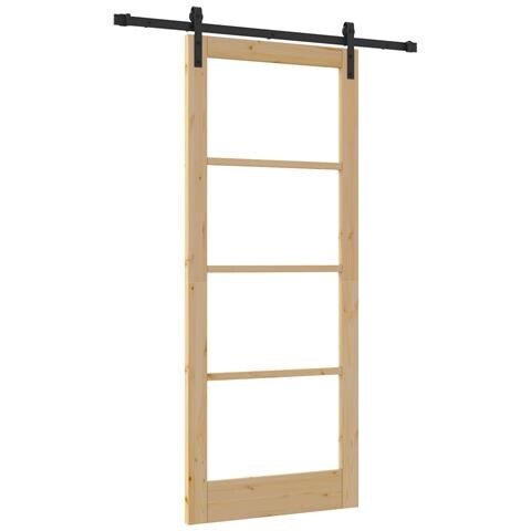 Porta scorrevole  con kit hardware 'ORKDAL'86x211 cm, Porta interna  con vetro 'ORKDAL'86x211x4 cm in legno massello di pino - Foto 1