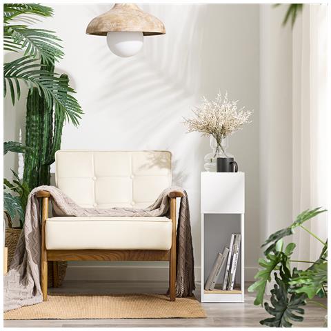 Comodino Moderno Con Cassetto E Ripiano, Bianco - Foto 7