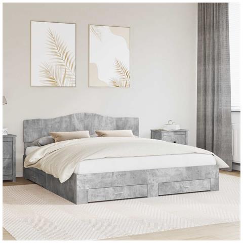 Struttura del letto con cassetto Grigio cemento 180 x 200 cm - Foto 2