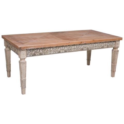 Tavolino Ausiliario In Legno Bianco Invecchiato E Naturale 123x63x50h Cm - Foto 1