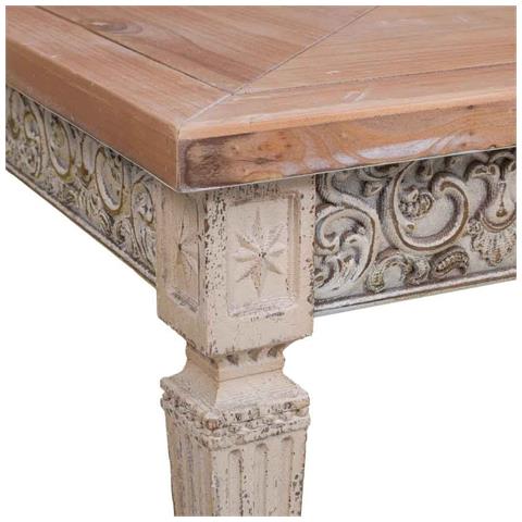 Tavolino Ausiliario In Legno Bianco Invecchiato E Naturale 123x63x50h Cm - Foto 2