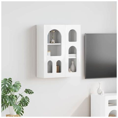 Armadio pensile con lo scaffale Bianco Lucido 59 x 20 x 71.5 cm - Foto 2
