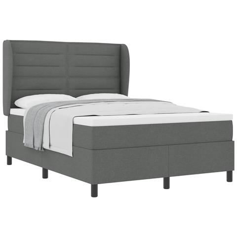 Letto a molle con materasso Grigio scuro 160 x 200 cm Tessuto - Foto 1