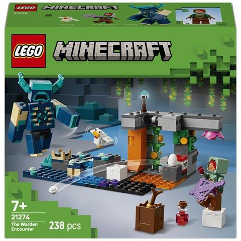 Minecraft 21274 L’Incontro con il Sorvegliante, Giocattolo con Minifigure, Mob e Funzione Caduta Massi, Idea Regalo 7+ - Foto 1