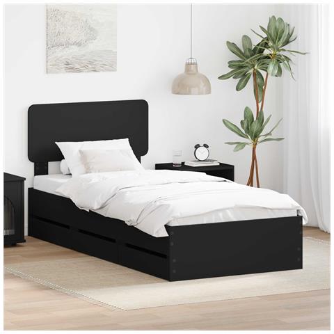 Struttura del letto Nero 90 x 190 cm Legno Ingegnerizzato - Foto 2