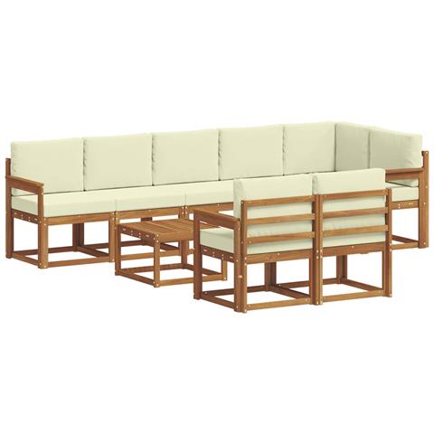 Set di divani da esterno con cuscino 9 pcs Naturale e Crema - Foto 1