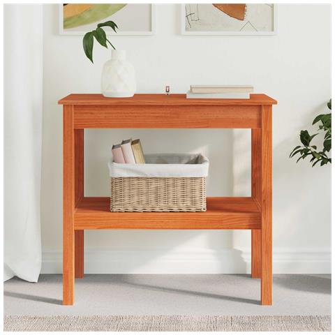 Tavolo consolle con lo scaffale Marrone Cera 80 x 40 x 75 cm - Foto 2