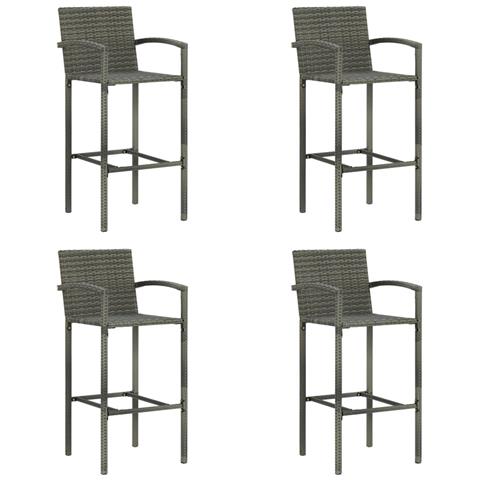 Sgabelli da Bar 4 pz in Polyrattan Grigio - Foto 1