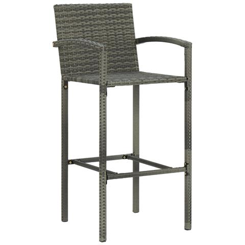 Sgabelli da Bar 4 pz in Polyrattan Grigio - Foto 2