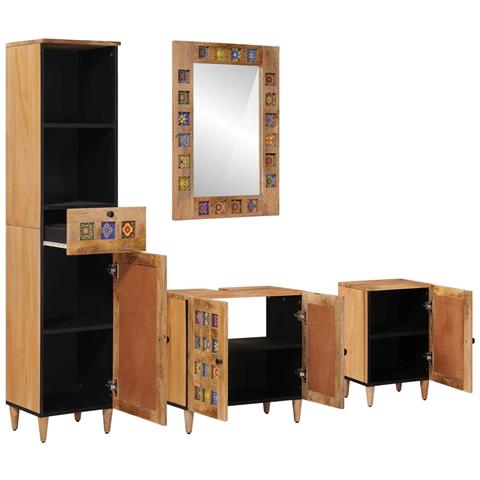 Set di mobili per il bagno con cassetto 4 pcs Naturale - Foto 2