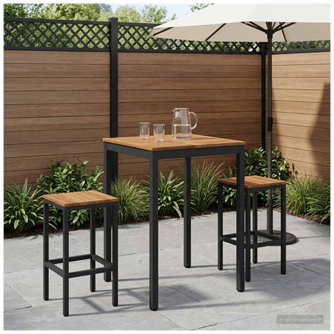 Tavolo Bar da Giardino Naturale e Nero 70 x 68,5 x 105 cm - Foto 2