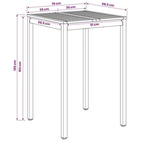 Tavolo Bar da Giardino Naturale e Nero 70 x 68,5 x 105 cm - Foto 8