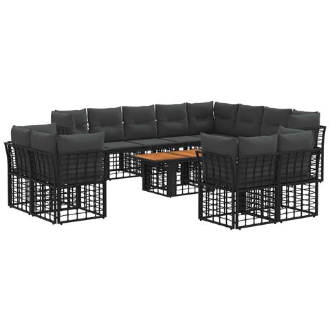 Set Divano da Giardino 13 pz Nero e Grigio scuro polyrattan - Foto 1