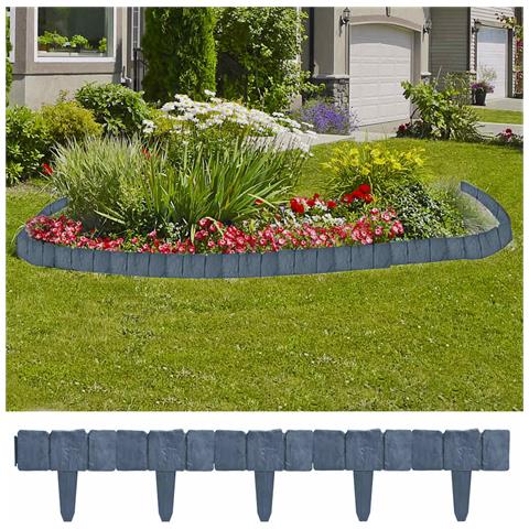Set 41 Pz Recinzione Giardino / prato In Plastica Imitazione Pietra 10 M - Foto 2