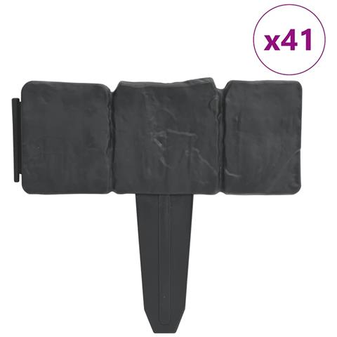 Set 41 Pz Recinzione Giardino / prato In Plastica Imitazione Pietra 10 M - Foto 1