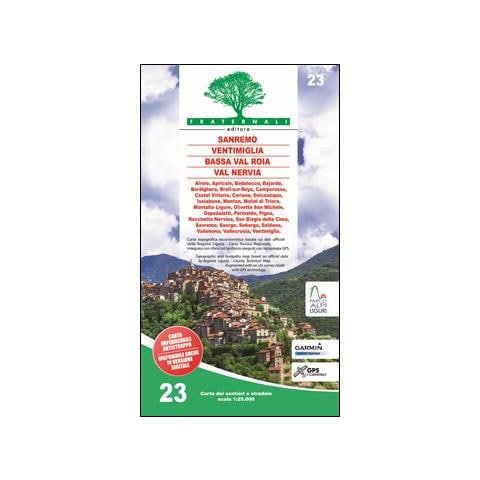 Carta n. 23. Sanremo, Ventimiglia, Bassa Val Roia, Val Nervia. Carta dei sentieri e stradale scala 1:25.000 - Foto 1