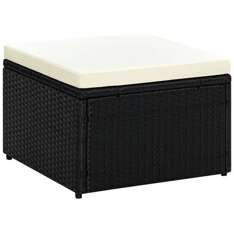 Poggiapiedi Ottomano In Polirattan 53x53x30 Cm Nero - Foto 2