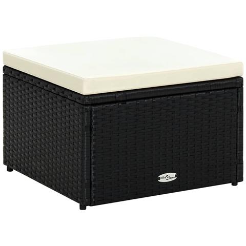 Poggiapiedi Ottomano In Polirattan 53x53x30 Cm Nero - Foto 1