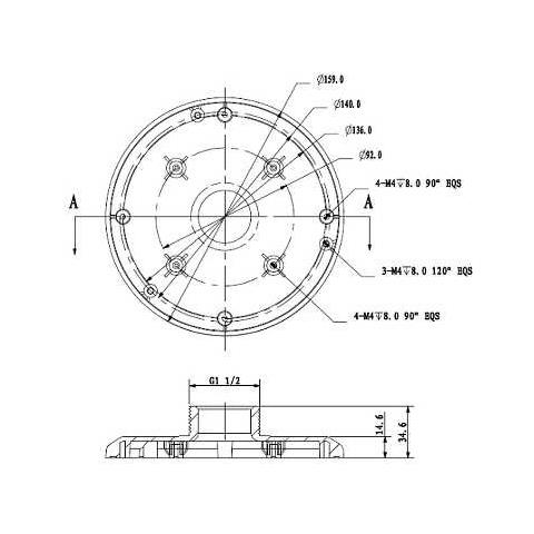 PFA101 Adattatore per Supporto Dome Serie HdbwE-Z Diametro 159 mm  - Foto 3