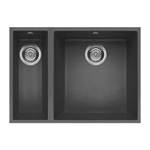 Lavello Quadra 150 Keratek Plus Sottotop 56x44 cm 2 vasche Colore Dark Grey 99 - Foto 1