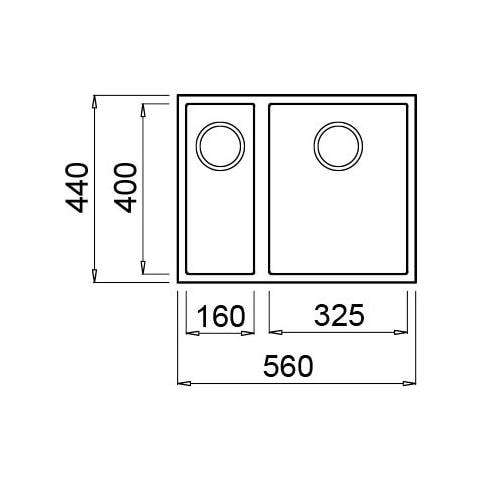 Lavello Quadra 150 Keratek Plus Sottotop 56x44 cm 2 vasche Colore Dark Grey 99 - Foto 2