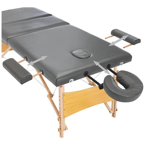 Lettino Da Massaggio 3 Zone Telaio In Legno Antracite 186x68cm - Foto 2