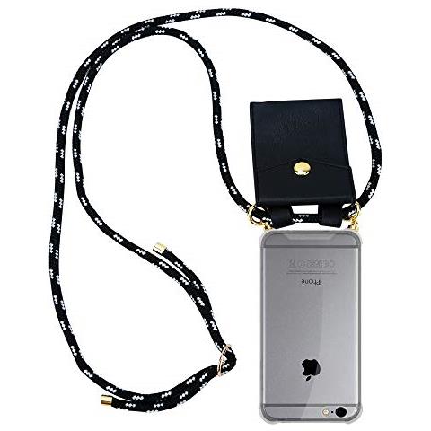 Catena Di Telefoni Cellulari Compatibile Con Apple Iphone 6 / Iphone 6s In Nero Argento - Coperchio Protettivo In Silicone Con Anelli D'oro, Cinturino In Corda E Custodia Staccabile - Foto 1