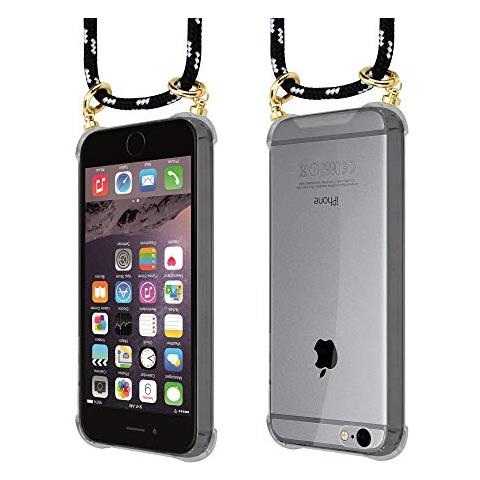 Catena Di Telefoni Cellulari Compatibile Con Apple Iphone 6 / Iphone 6s In Nero Argento - Coperchio Protettivo In Silicone Con Anelli D'oro, Cinturino In Corda E Custodia Staccabile - Foto 2