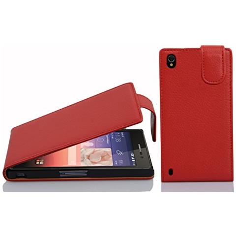 Custodia Compatibile Con Huawei P7 In Rosso Cremisi - Coperchio Protettivo In Design Flip Realizzato In Similpelle Testurizzata - Foto 1