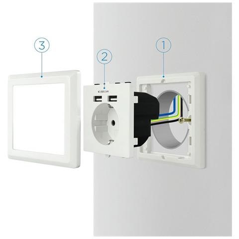 Presa Parete Con 2 Porte Usb 10.35.0010 5v / 2.4a Bianco - Foto 2